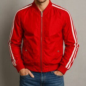 Urban Retro Red Stripe Track Bomber Jacket Size M